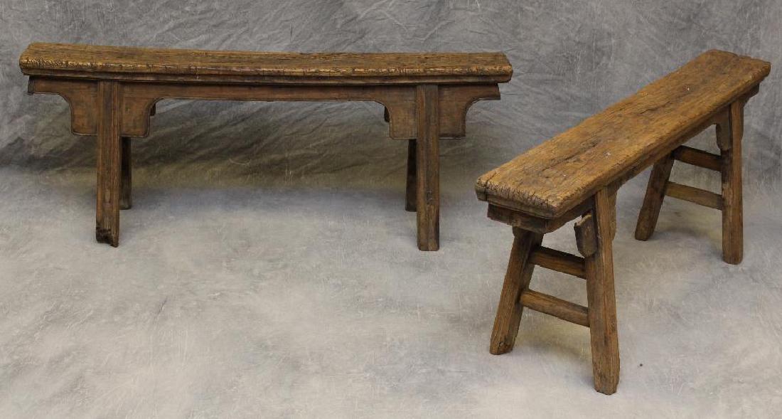 (2) Pair of Asian Splayed Leg Benches (1 of 8)