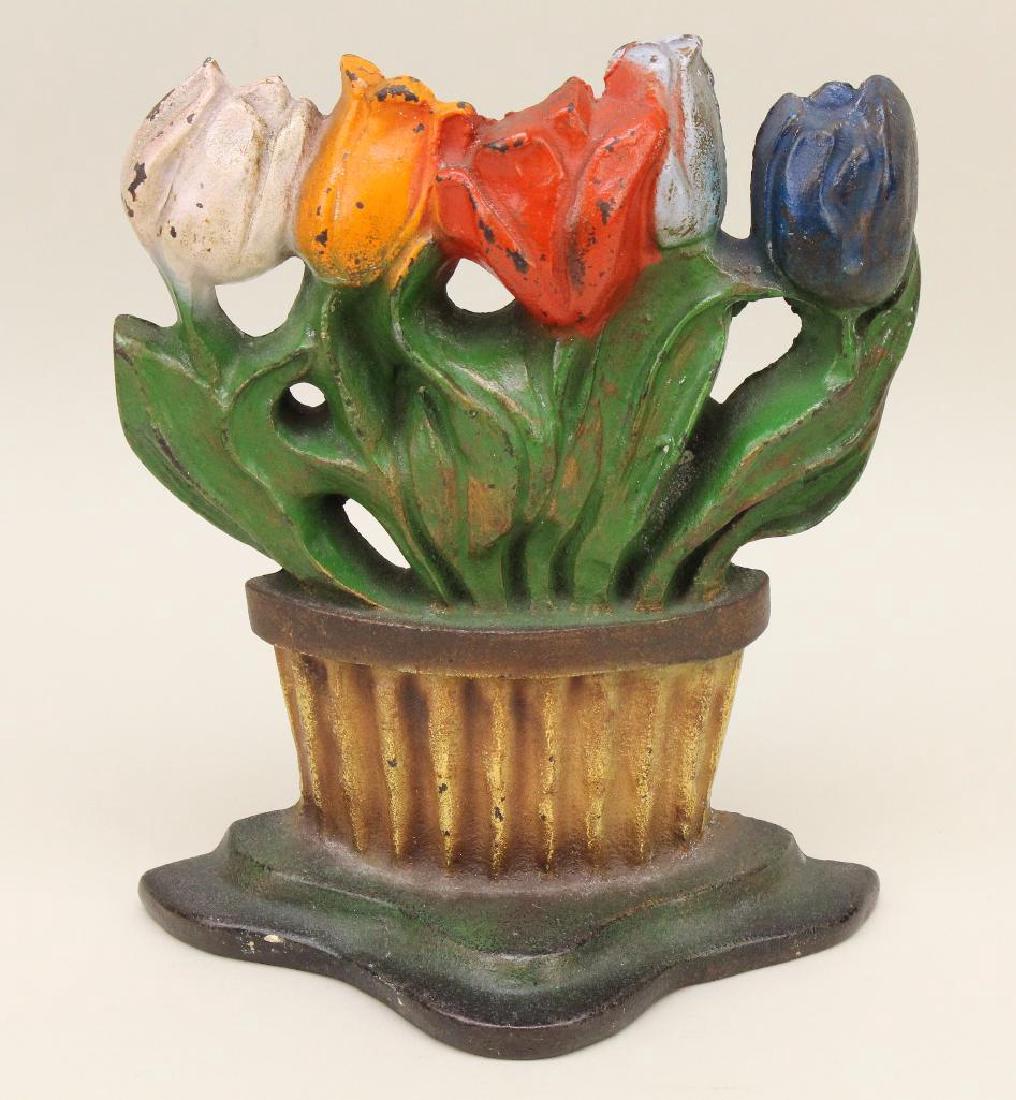 Painted Floral Cast Iron Door Stop (1 of 4)