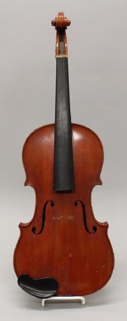 Mittenwald Roman Teller Violin: Labeled Handarbeit aus Mittenwald, 1962. Two piece back.