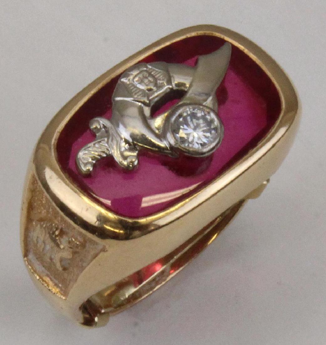 14K Rose Yellow Gold Ring. Masonic. Diamond (1 of 4)