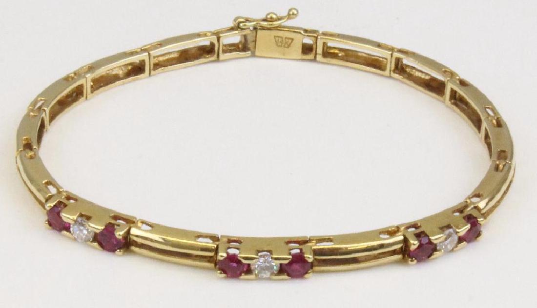 14K Yellow Gold Bracelet. Ruby and Diamond (1 of 2)