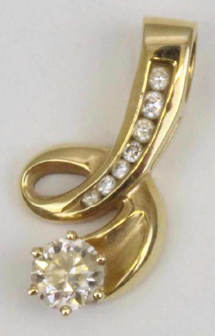 14K Yellow Gold Pendant. Diamond (1 of 2)
