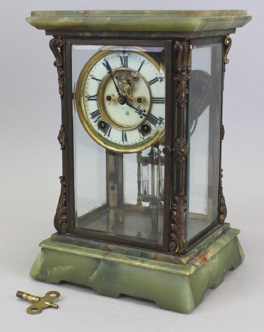 Ansonia, Green Marble, Mantel Clock (1 of 7)