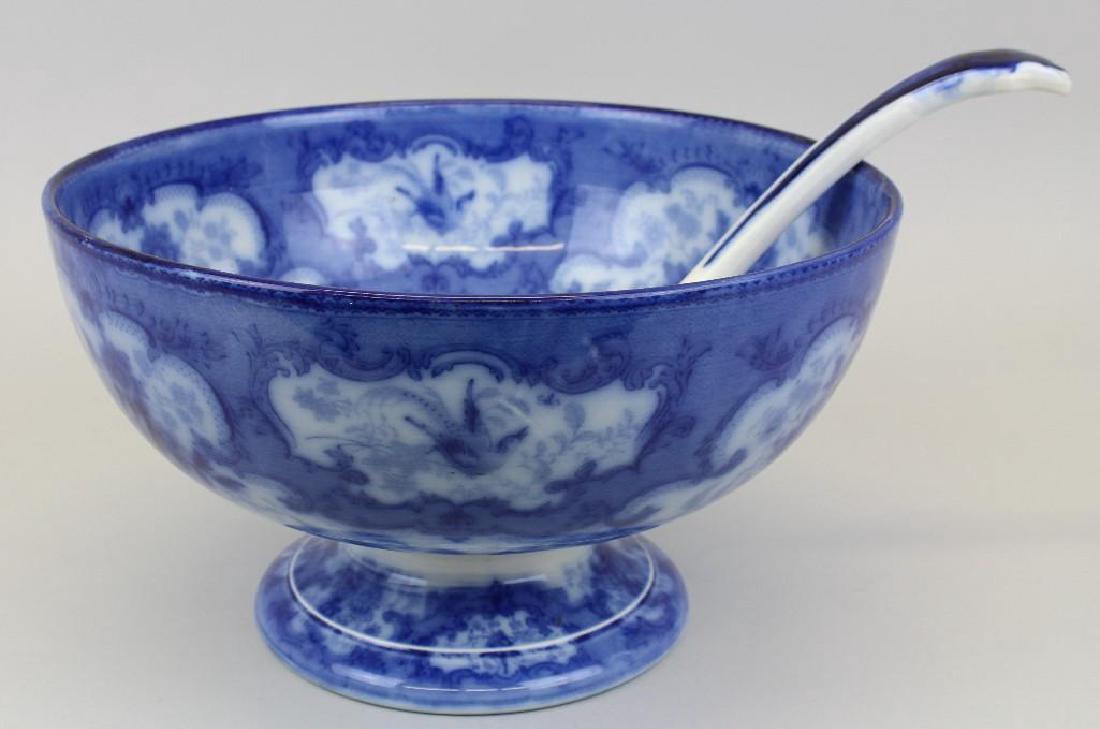 Flow Blue, Assembled Punch Bowl with Mintons Ladle Set (1 of 8)