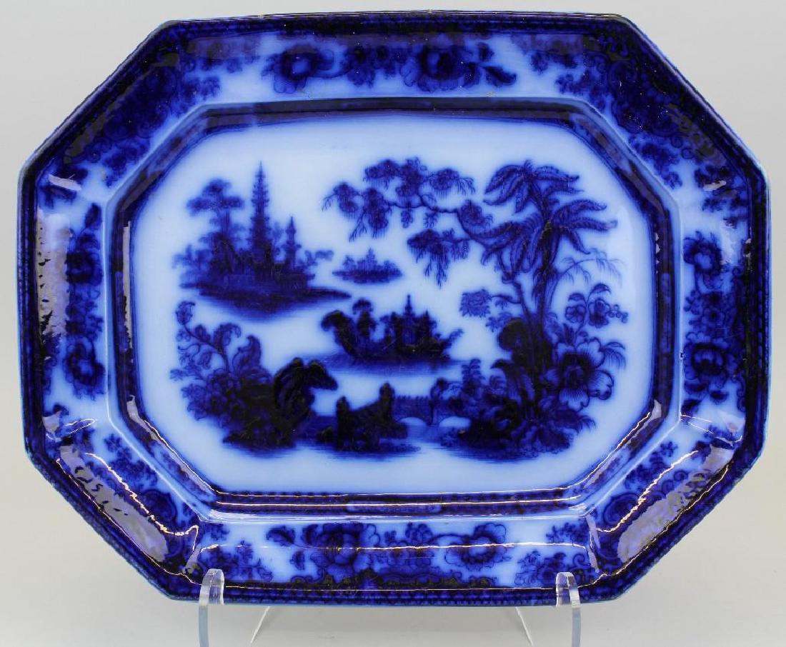 Flow Blue "Tonquin" Serving Platter (1 of 3)