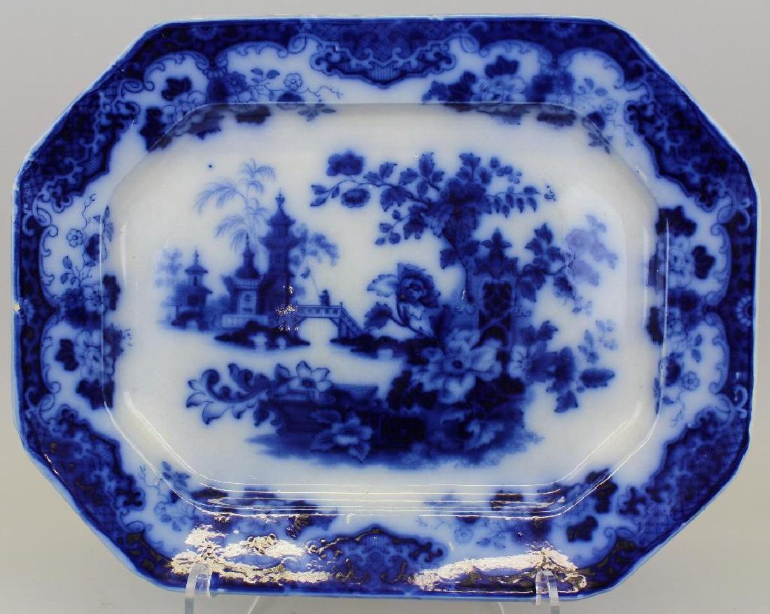 Flow Blue "Sobraon" Serving Platter (1 of 3)