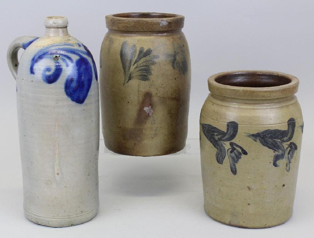 Lot of (3) Stoneware Crocks (1 of 4)