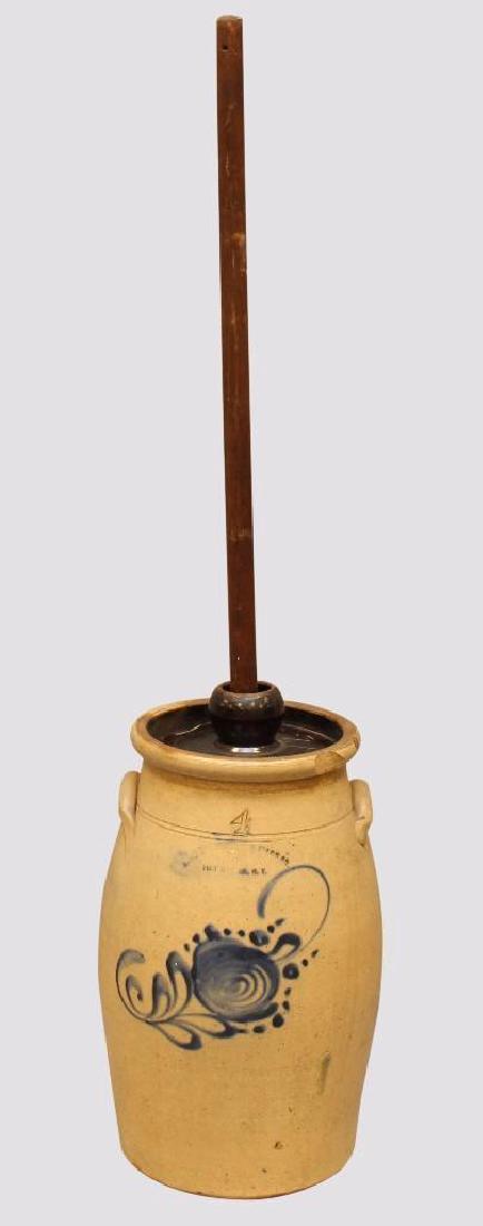 Stoneware, Butter Churn, with Cobalt Decoration (1 of 7)