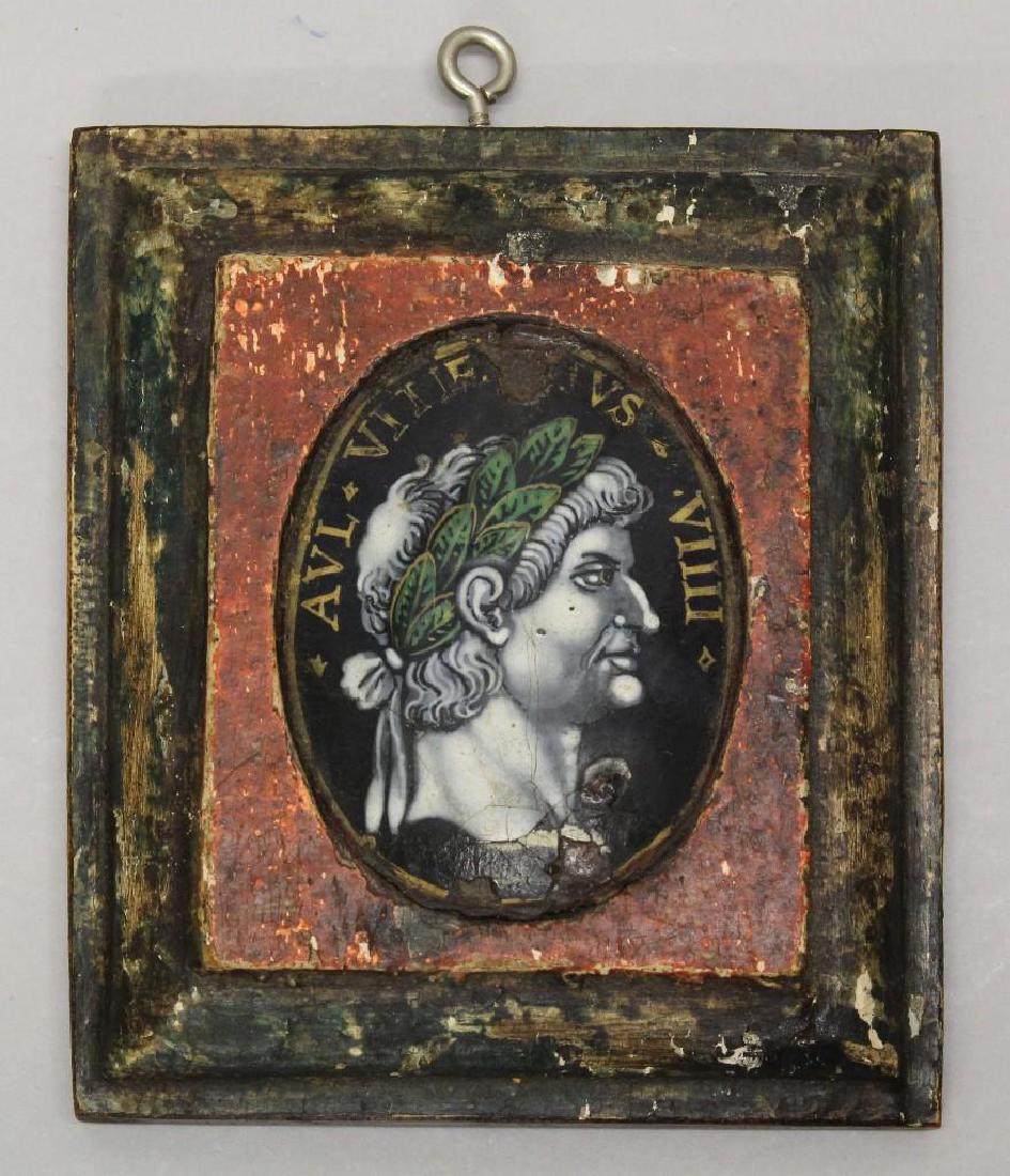 17th Century Enamel Medallion-Roman Emperor (1 of 2)
