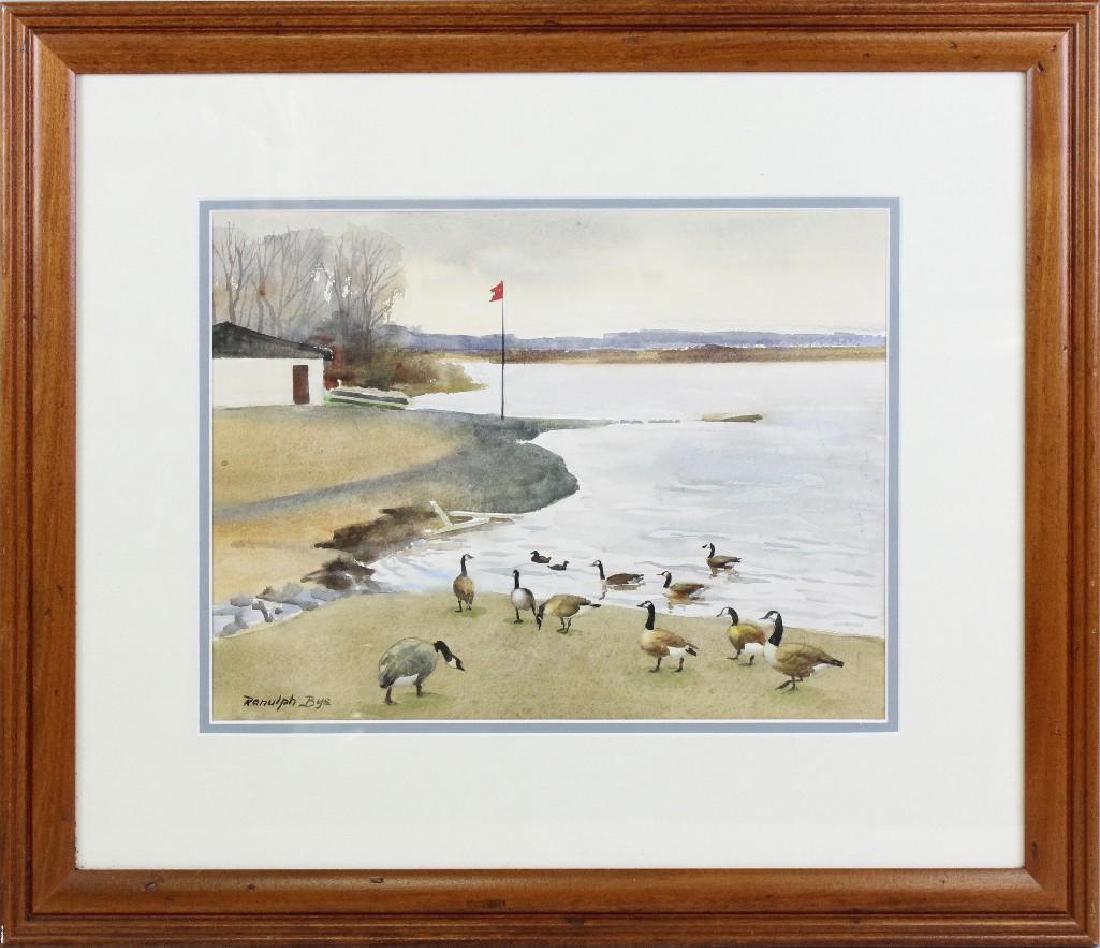 Ranulph Bye (1916-2003, Pennsylvania) "Shore of Lake: Watercolor on paper. Signed "Ranulph Bye" in lower left. 10.5"h x 13.75"w