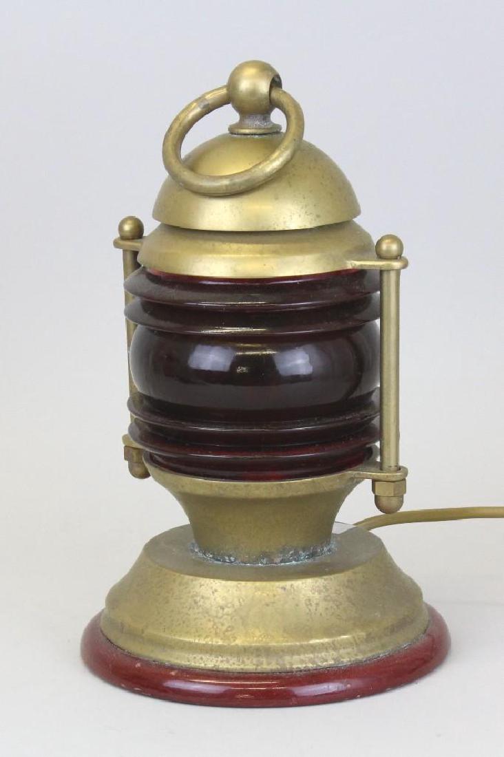 Converted Brass Ship Lantern with Ruby Glass (1 of 3)