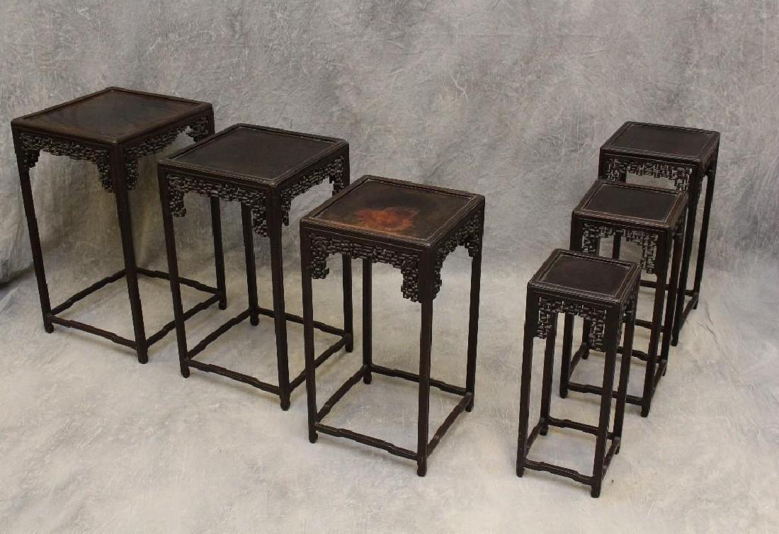Set of (6) Chinese Fretwork Nesting Tables (1 of 5)