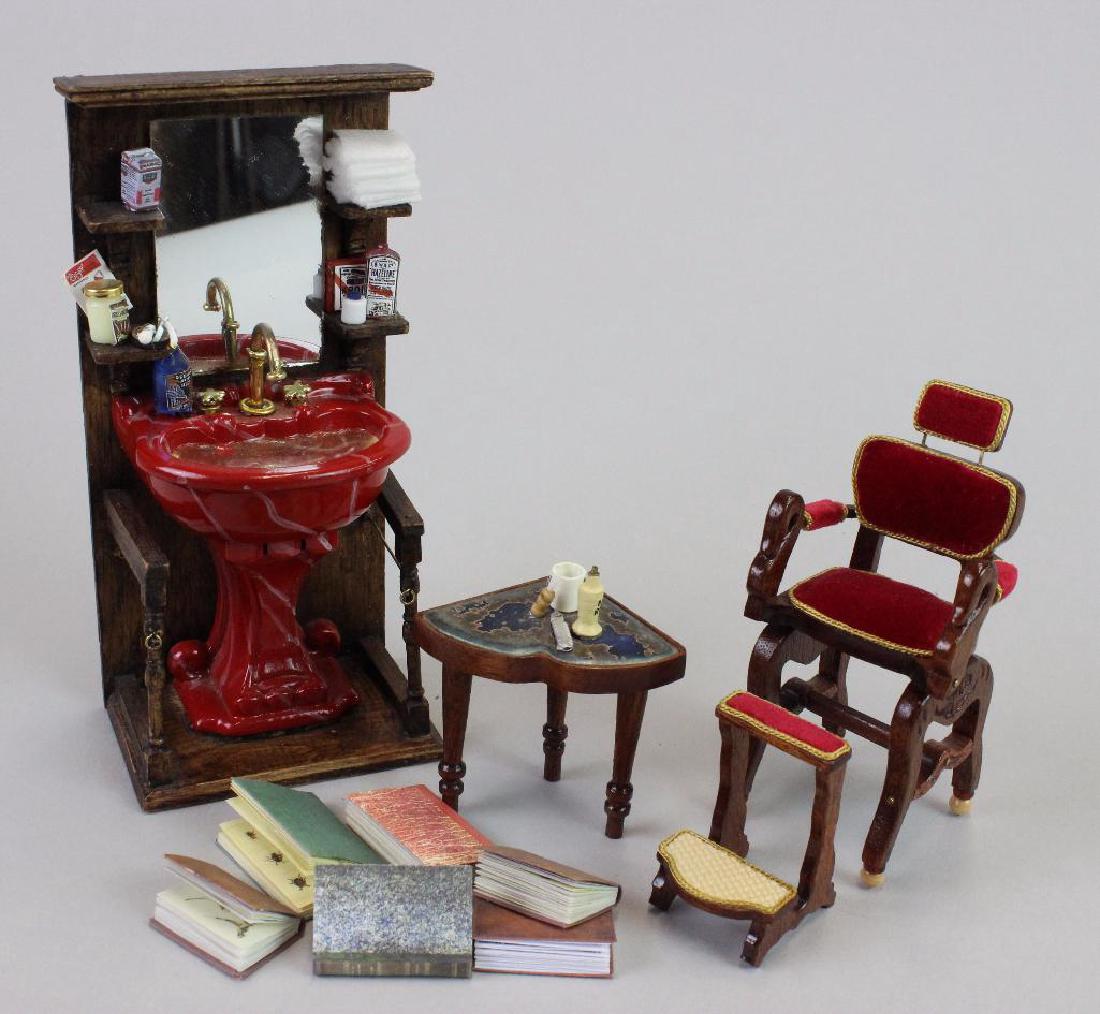 Barber shop wash stand, chair and side table (1 of 6)