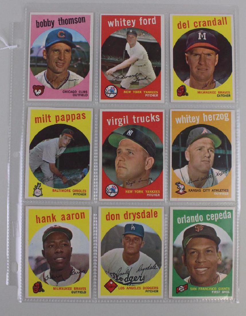 PLAYERS FROM BOTH LEAGUES 1959 - LOT OF 9: T.C.G. - B. Thompson, W. Ford, D. Carndall, M. Pappas, V. Trucks, W. Herzog, H. Aaron, D. Drysdale, D. Cepeda
