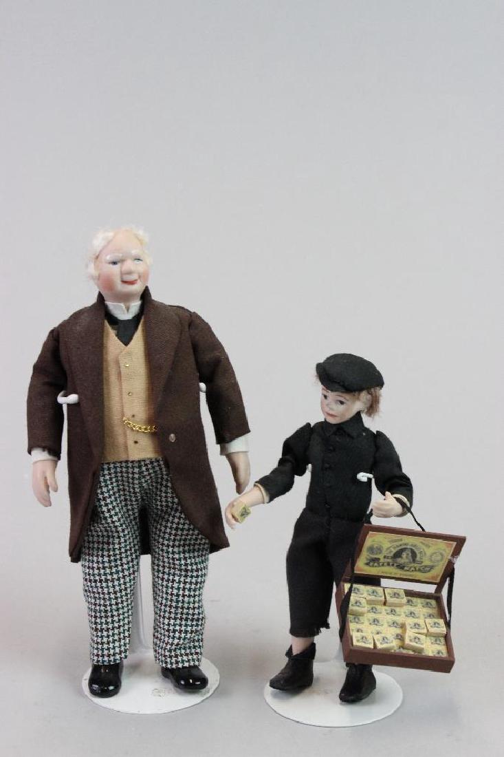Tobacco shop owner and Match seller boy: Tobacco shop owner Jill and Caroline Nix UK and Match seller boy ANN Lucas UK