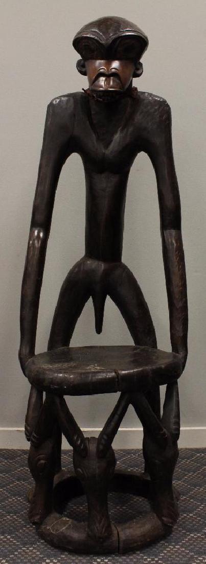 Throne Chair: Cameroon. Throne Chair; 20th Century. Carved Wood. ht: 52"