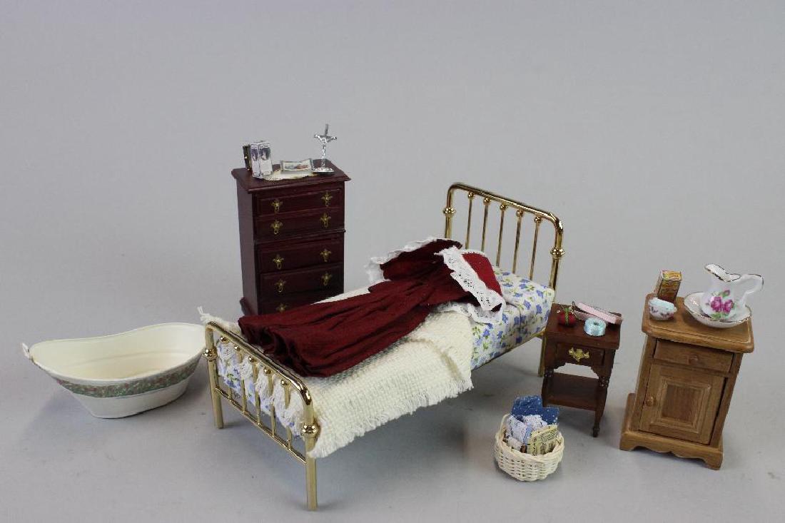 Bed, wash stand, night stand and chest, sewing basket, (1 of 6)