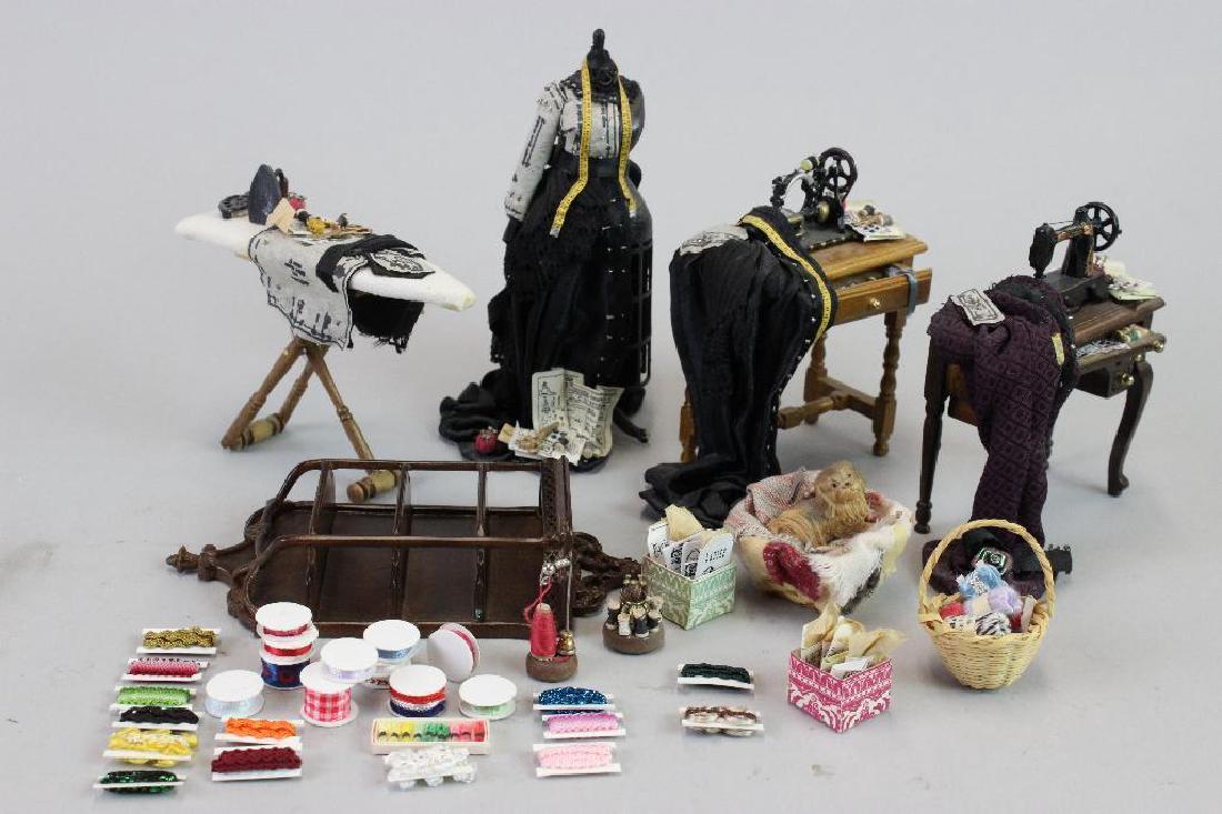 Ironing board, mannequin, sewing items, wall shelf (1 of 6)