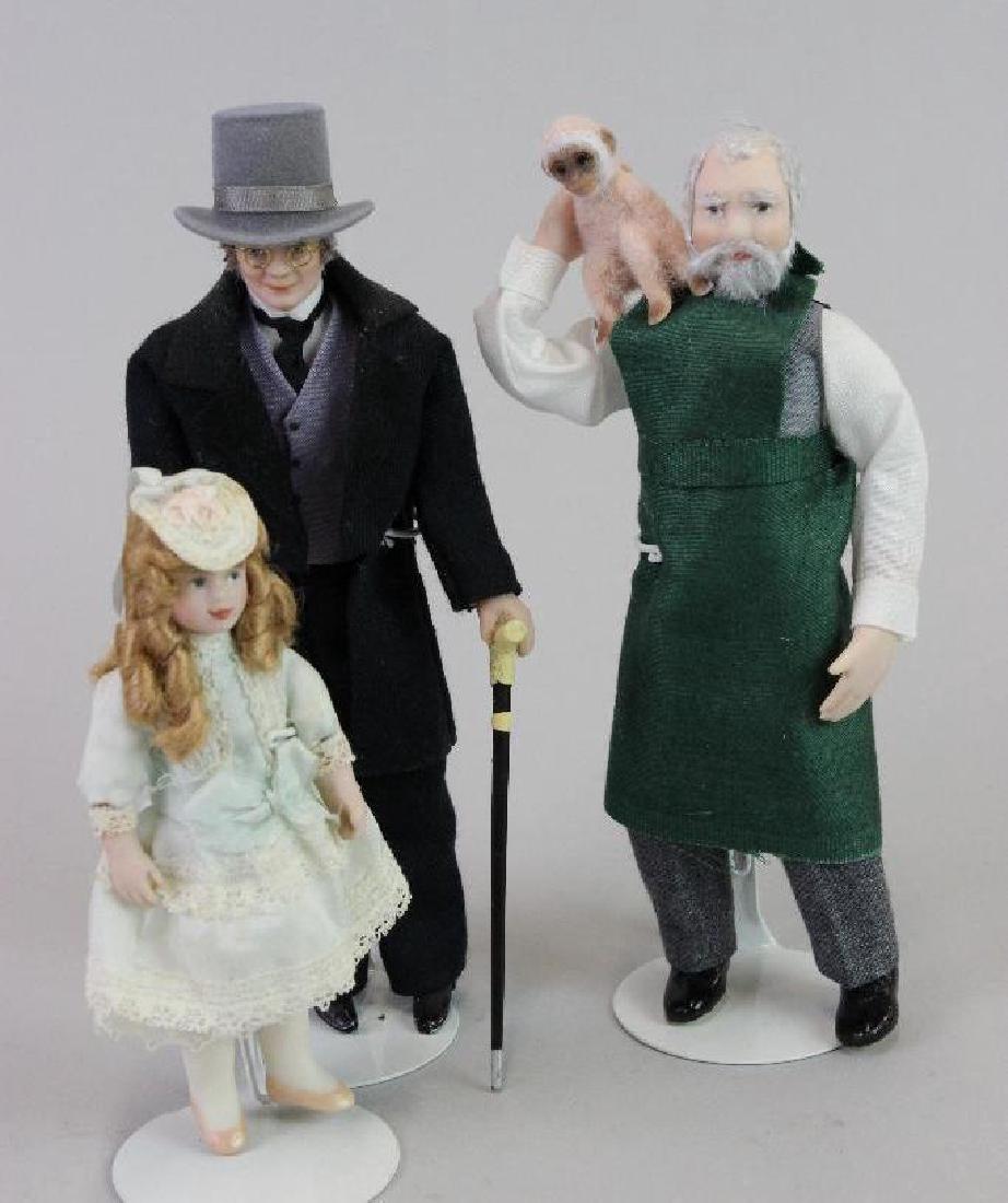 Pet shop owner doll, father doll, little girl doll: Pet shop owner, AU; Father doll DCT dolls UK; Little girl Jill and Caroline Nix