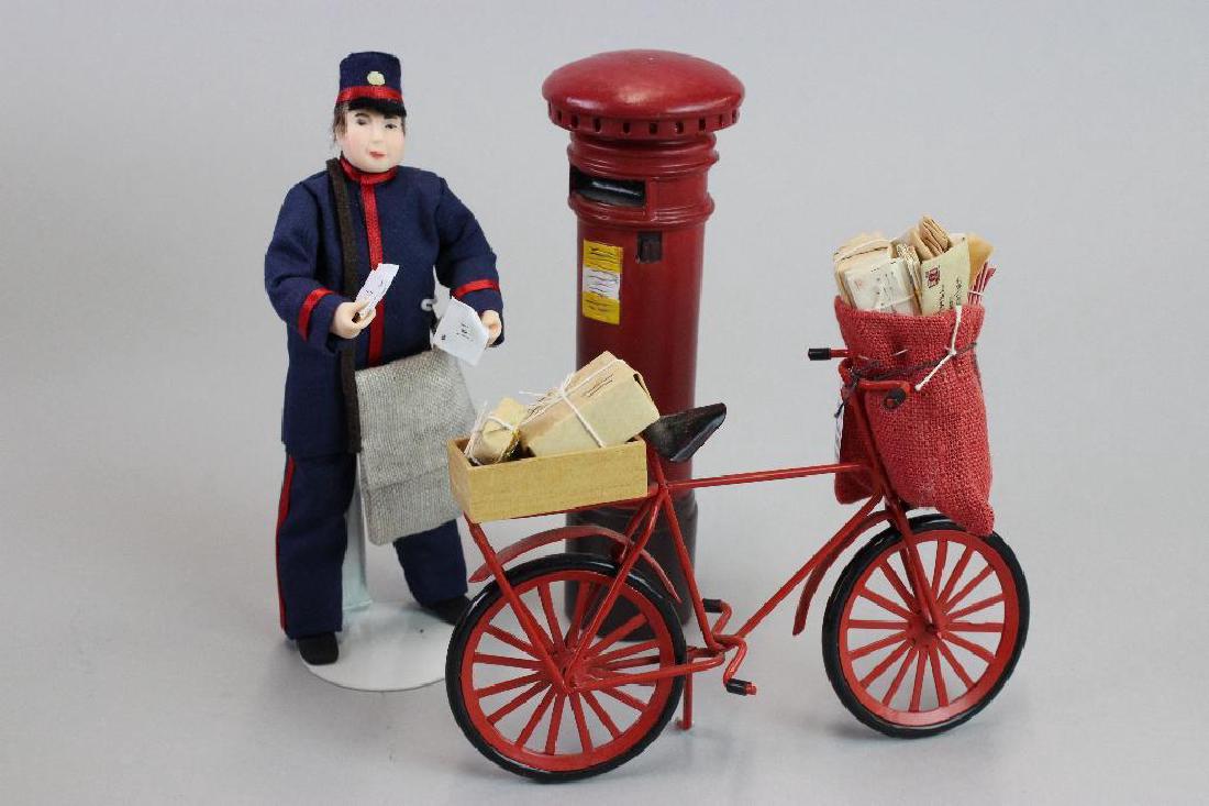 Mail box, mail mans bicycle; postman doll (1 of 4)