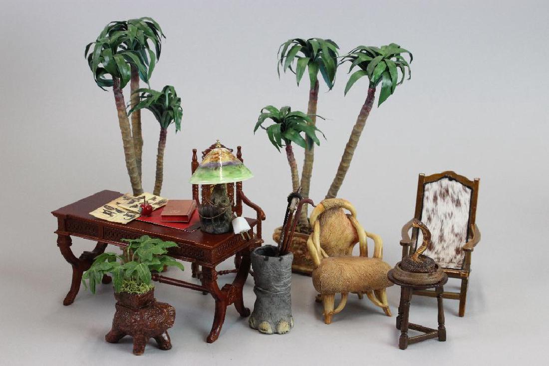 Taxidermist desk, chairs, displays, lamp (1 of 4)