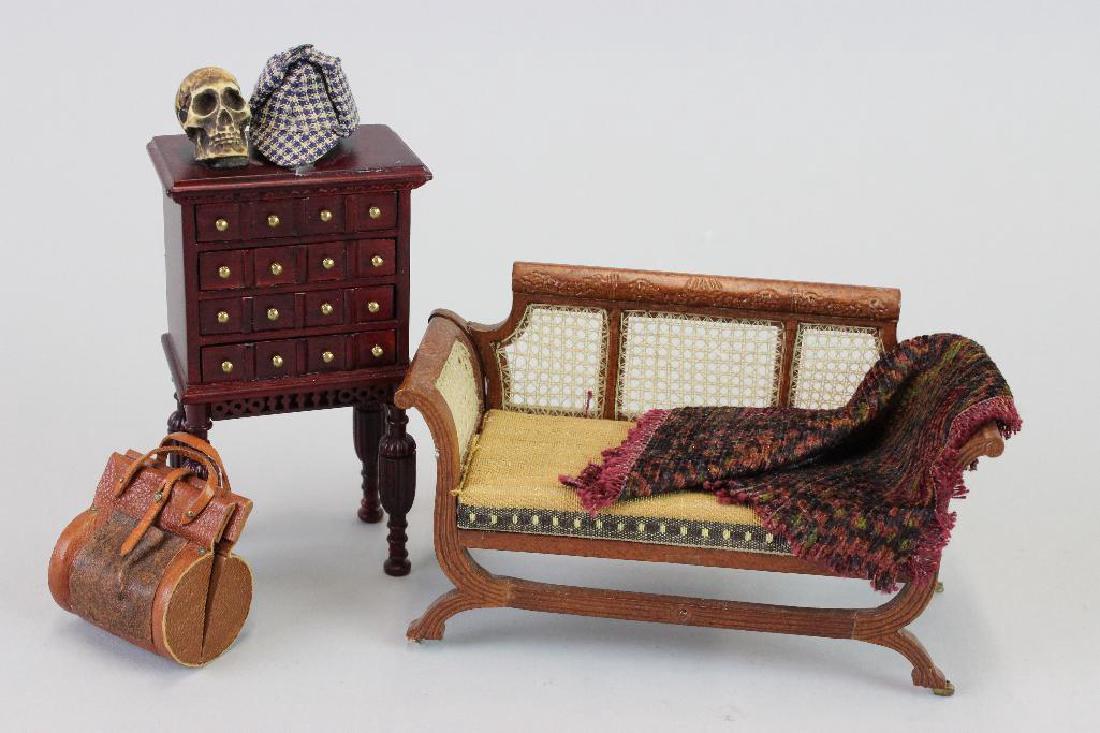 Sherlock Holmes Flat - Settee; card file; gladstone bag (1 of 4)