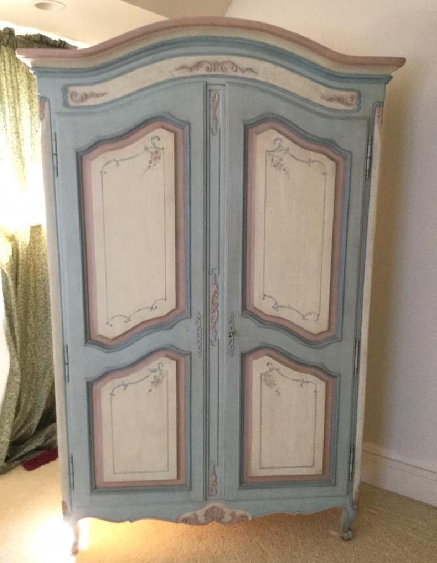Reproduction hand painted french carved armoire