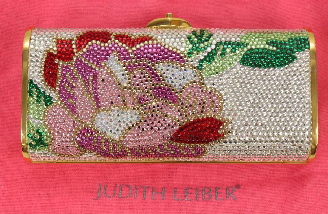 Judith Leiber Clutch: Floral beaded embellishment with chain.