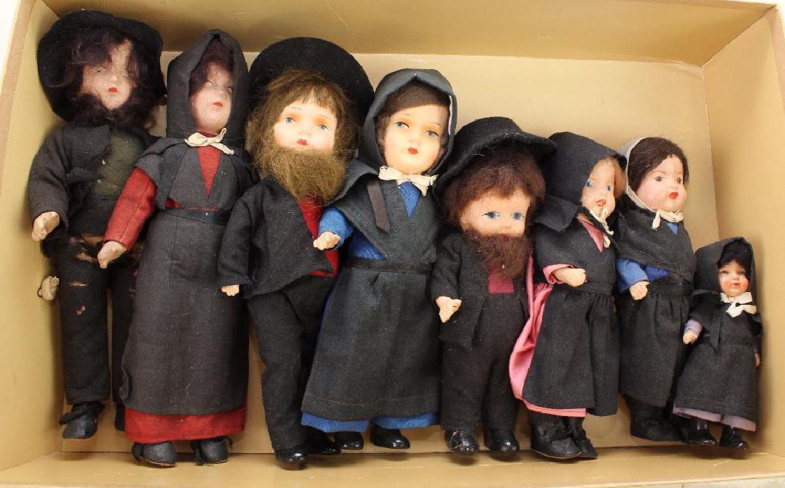 LOT OF (8)  VINTAGE AMISH DOLLS: PAPIER MACHE, (1 of 1)