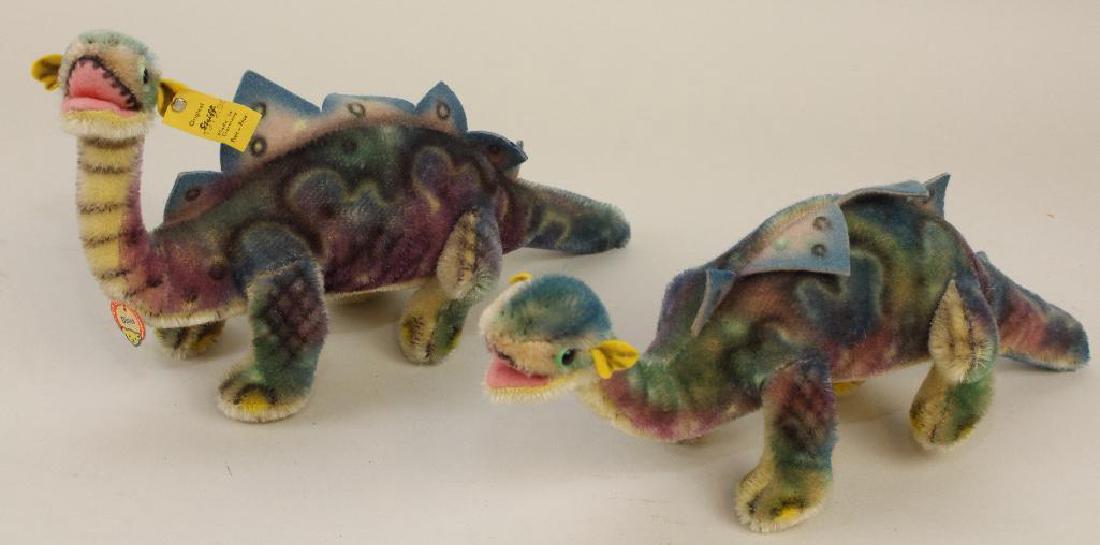 PAIR OF VINTAGE MOHAIR STEIFF "DINOS" DINOSAURS: 11", (1 of 3)