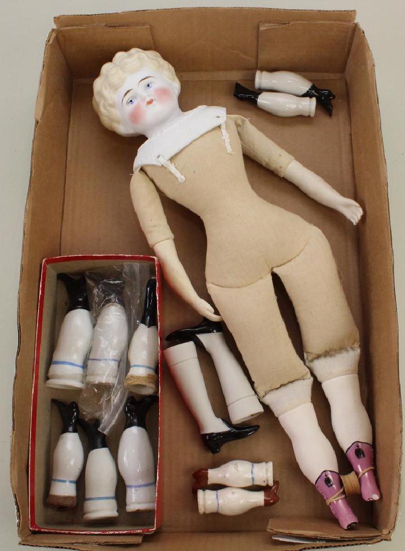 BODY PARTS & SUPPLIES: LOT OF ANTIQUE PARIAN DOLL; (1 of 3)