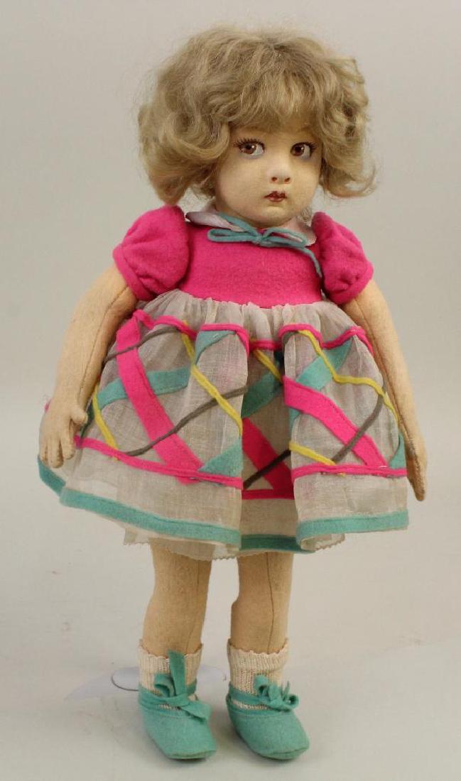 13" UNMARKED ALL ORIGINAL ANTIQUE LENCI FEMALE CHILD. (1 of 3)