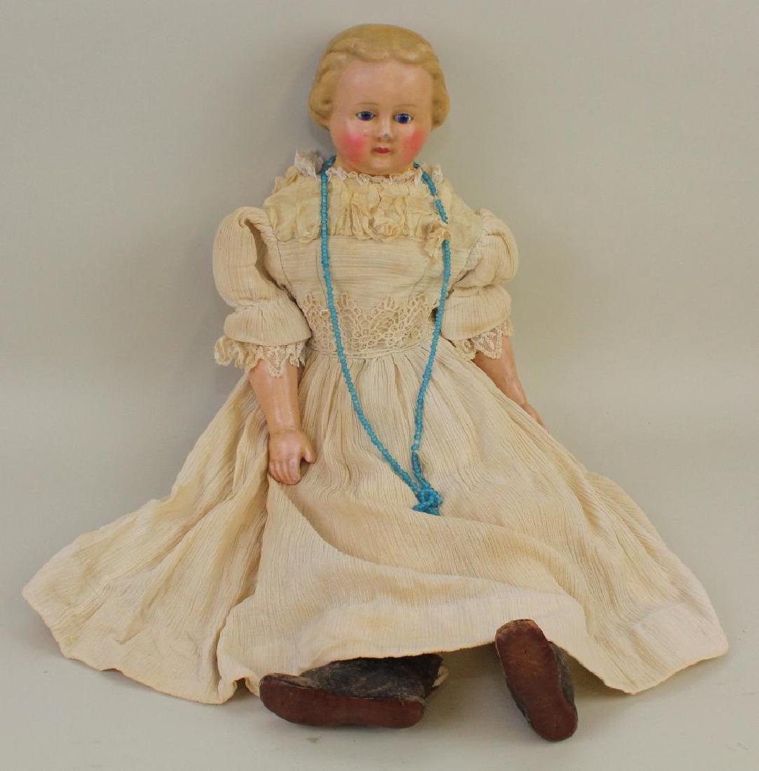 25" WAX OVER PAPIER MACHE  SHOULDER HEAD DOLL WITH (1 of 5)