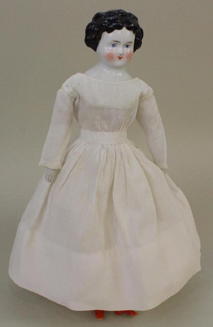 10 1/2" 1870-1880 UNMARKED CHINA  SHOULDER HEAD DOLL (1 of 4)