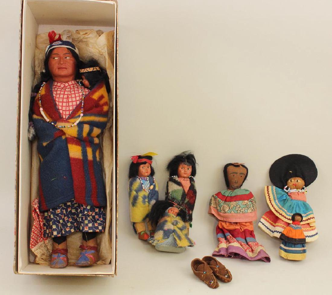 LOT OF ALL ORIGINAL NATIVE AMERICAN DOLLS. (1 of 5)