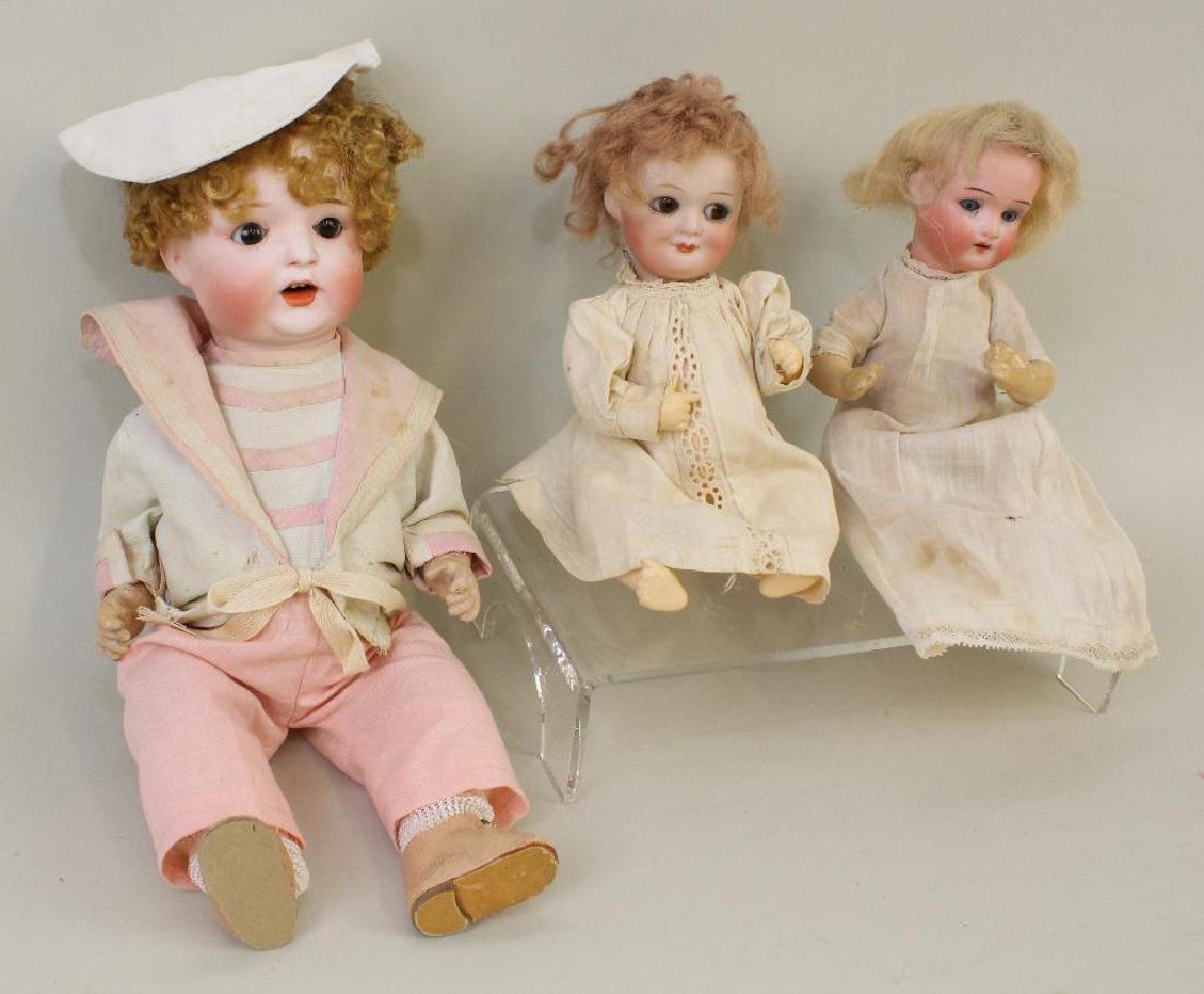 LOT OF (3) BISQUE HEAD BABY DOLLS: 11" NIPPON, 8" H. (1 of 4)