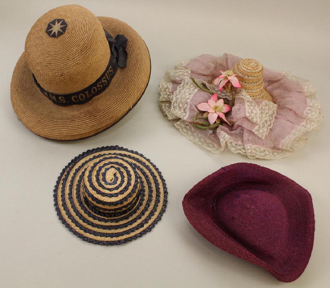 BODY PARTS & SUPPLIES: LOT OF ANTIQUE STRAW HATS. (1 of 3)