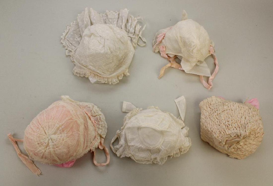 BODY PARTS & SUPPLIES: LOT OF ANTIQUE BABY BONNETS. (1 of 2)