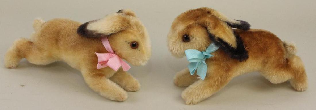 9" PAIR OF TAGGED VINTAGE MOHAIR RABBITS. (1 of 1)