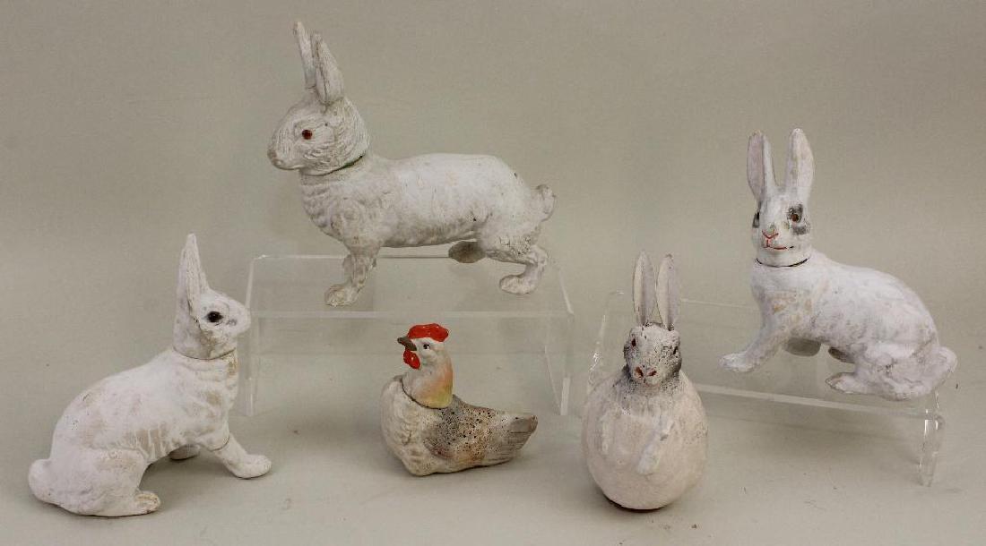 LOT OF (4) GERMAN PAPIER MACHE CANDY CONTAINERS: (3) (1 of 2)