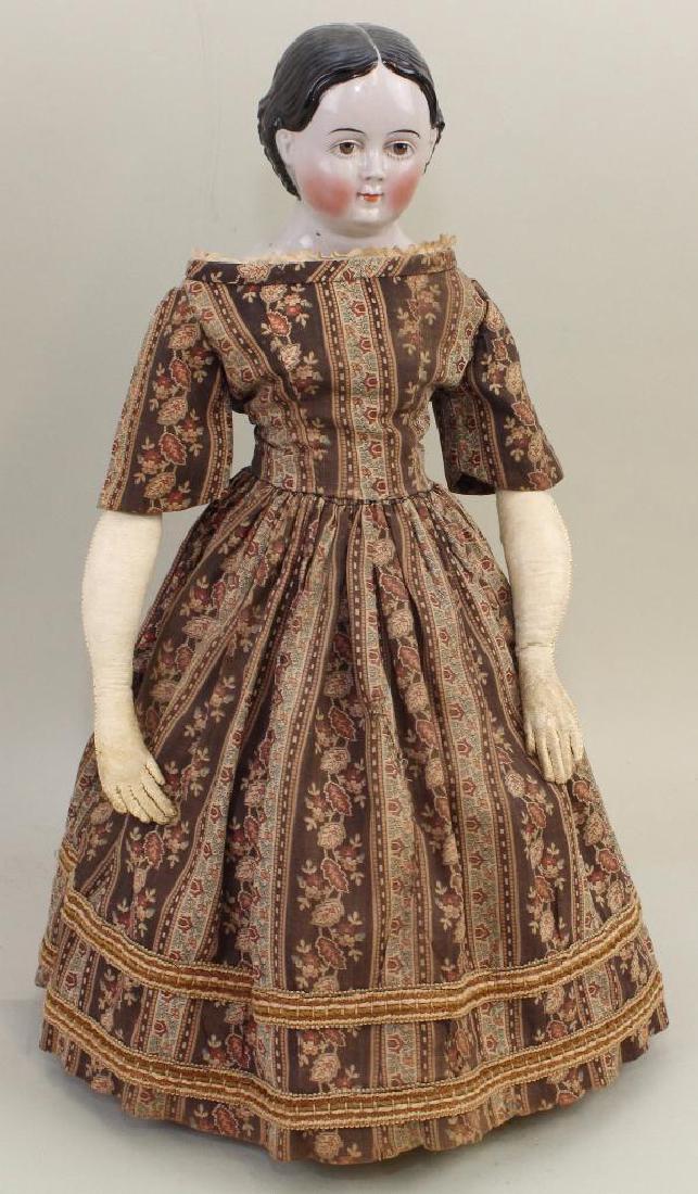 18" UNMARKED 1850's GREINER STYLE CHINA SHOULDER HEAD (1 of 8)