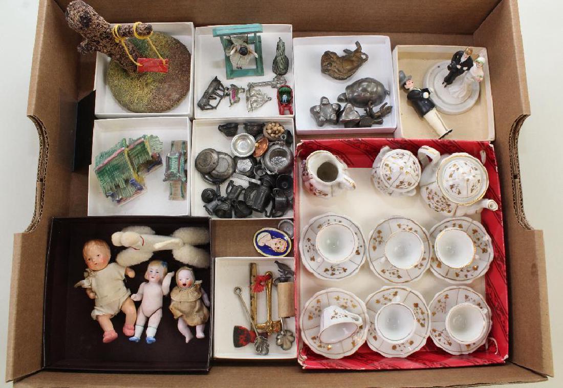 LOT OF ANTIQUE ALL BISQUE DOLLS, STEIFF,   ACCESSORIES (1 of 5)