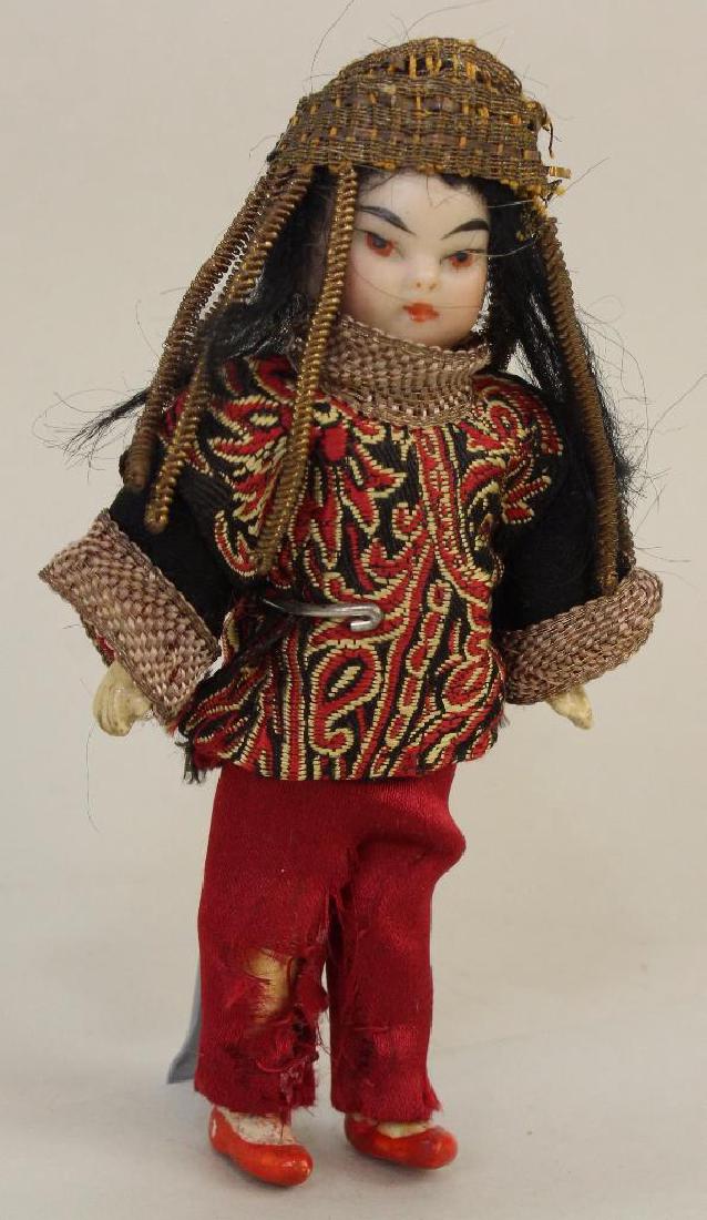 4"  UNMARKED ASIAN ANTIQUE BISQUE HEAD DOLL. (1 of 4)