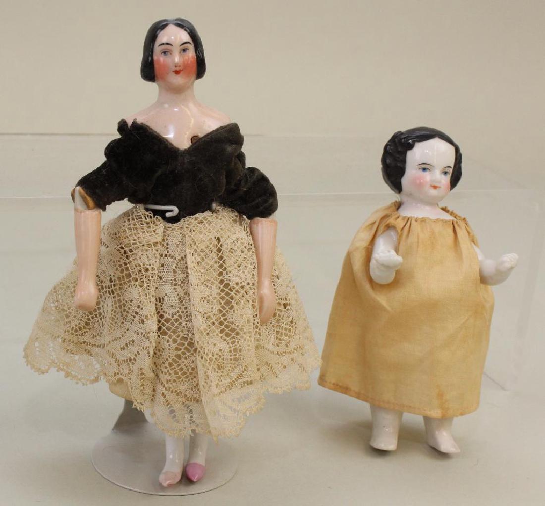 Pair Of Antique China Dolls 5 1/4" 1840's With