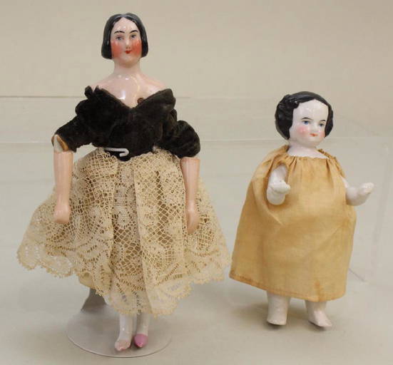 Pair Of Antique China Dolls 5 1/4" 1840's With