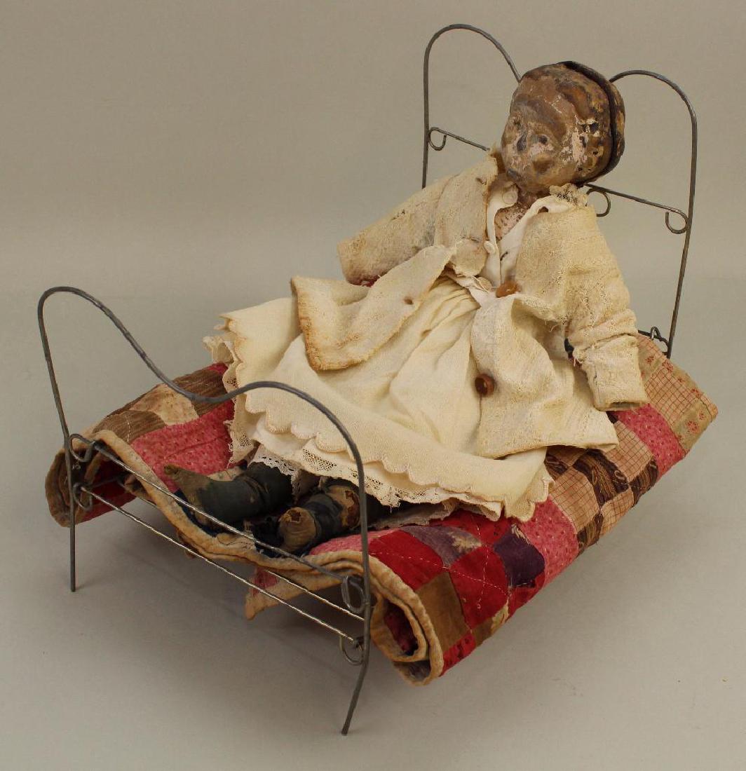 LOT: 15 1/2" PRESSED LEATHER SHOULDER HEAD DOLL, WIRE (1 of 7)