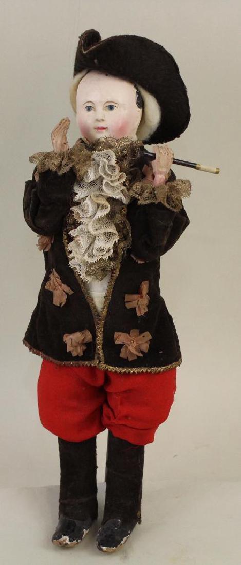 14" FRENCH MECHANICAL PAPIER MACHE MALE DOLL PLAYING A (1 of 10)