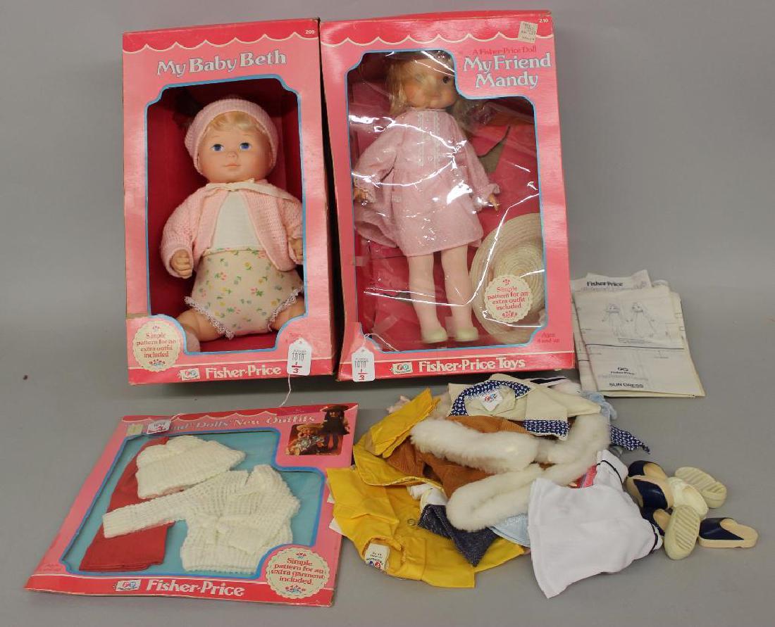 FISHER-PRICE DOLL LOT: 1977 MY FRIEND MANDY & CLOTHING; (1 of 4)