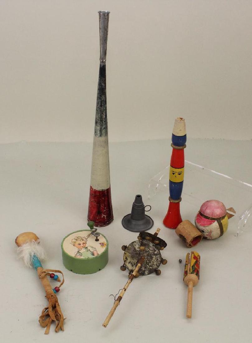 LOT OF ANTIQUE, VINTAGE NOISE MAKERS. (1 of 3)