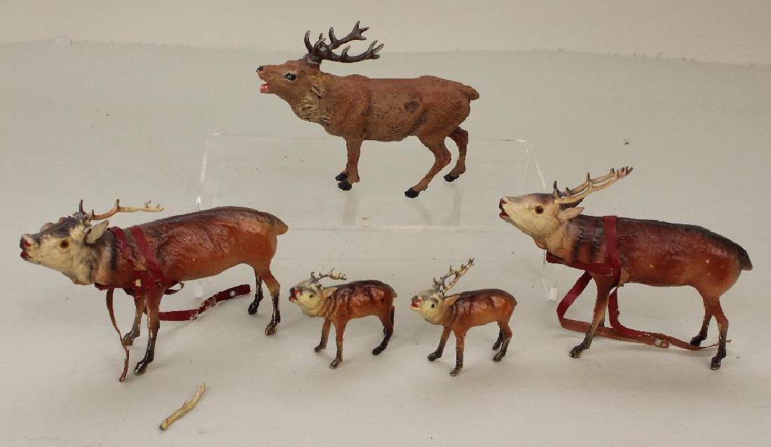 LOT OF (5) PAPIER MACHE & COMPOSITE REINDEER/ELK. (1 of 2)